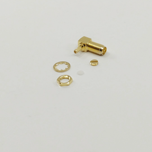 RP SMA Female Right Angle Bulkhead Connector for RG316-DS Gold Plated