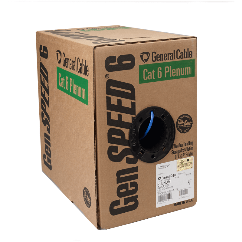 General Cable 7131800 Cat6 Plenum Cable 1000ft Blue Readytogocables