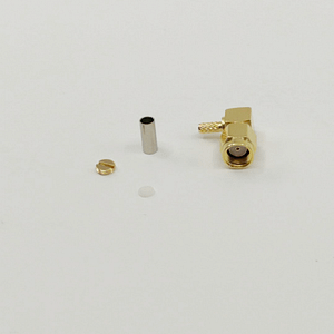 RP SMA Male Right Angle Crimp Connector for RG316-S Gold Plated